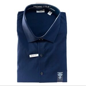 Reaction Kenneth Cole Men’s Slim Fit Dress Shirt, Dark Navy, XL, 17 1/2- 36/37